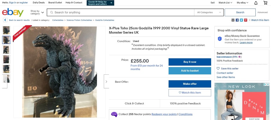 Godzilla collectible on eBay