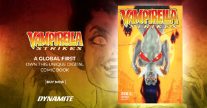 Vampirella Strikes NFT Comic Book by Tom Sniegoski Jonathan Lau Ben Caldwell Lucio Parrillo Stephen Segovia Junggeon Yoon Rachel Hollon Cosplay Dynamite Entertainment Terra Virtua